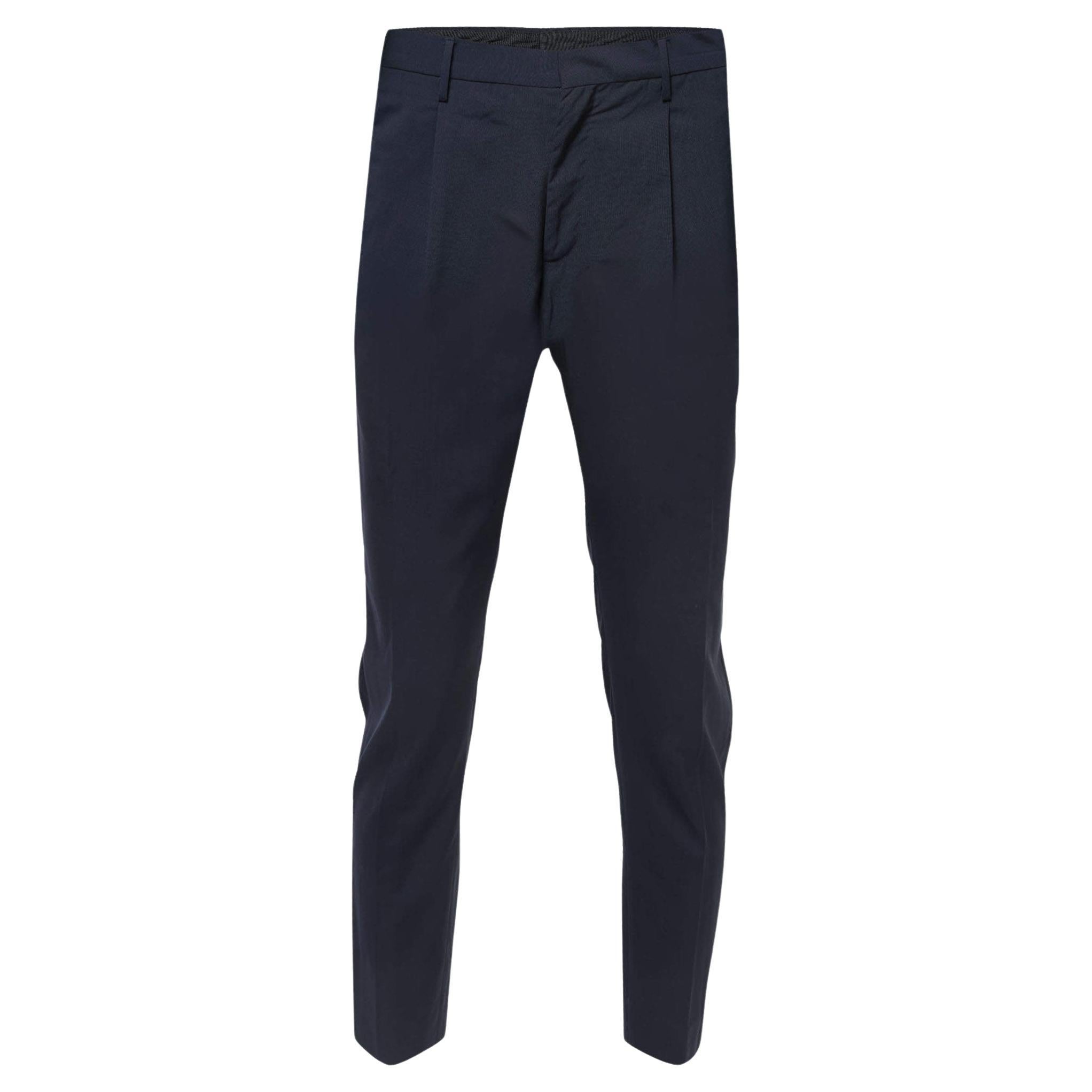 Valentino Navy Blue Wool Trousers S For Sale