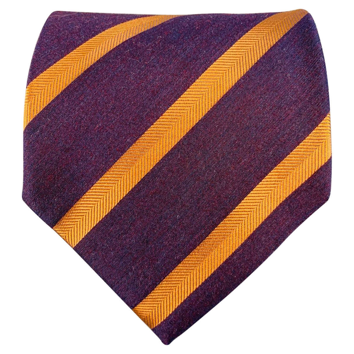 VALENTINO Navy Brown Diagonal Stripe Silk Tie