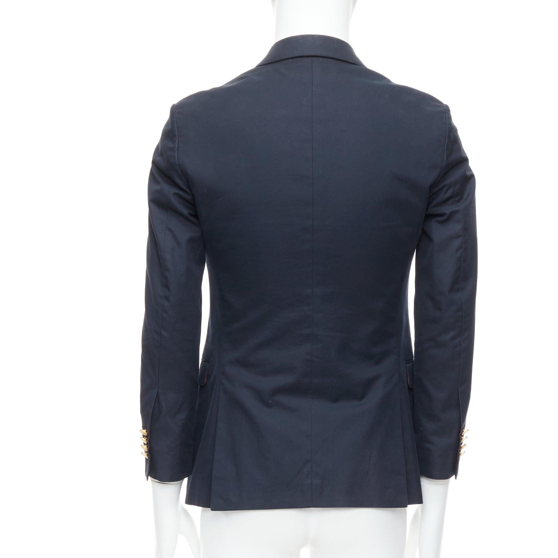 VALENTINO navy cotton red camoflage lined gold button blazer IT44 XS For Sale 1