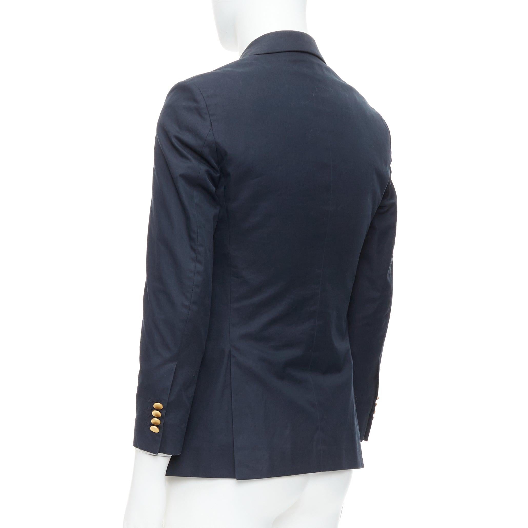 VALENTINO navy cotton red camoflage lined gold button blazer IT44 XS For Sale 2