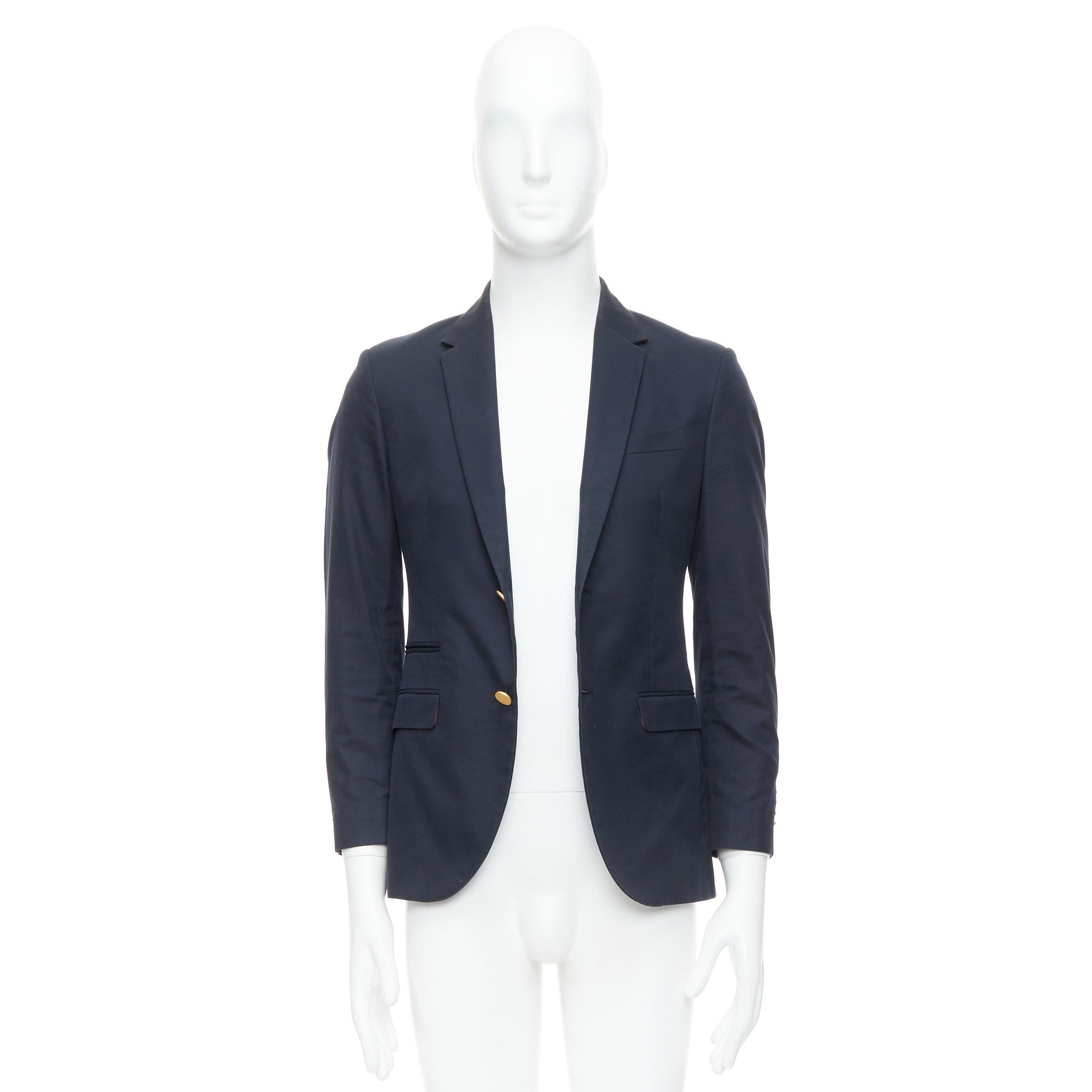 VALENTINO navy cotton red camoflage lined gold button blazer IT44 XS For Sale 5