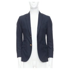 VALENTINO navy cotton red camoflage lined gold button blazer IT44 XS