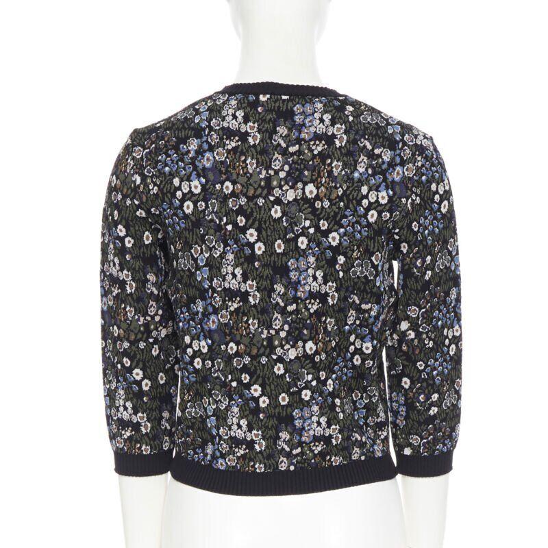 VALENTINO navy  Blumenjacquard Viskose-Polyester-Mischung Strickpullover S im Angebot 2