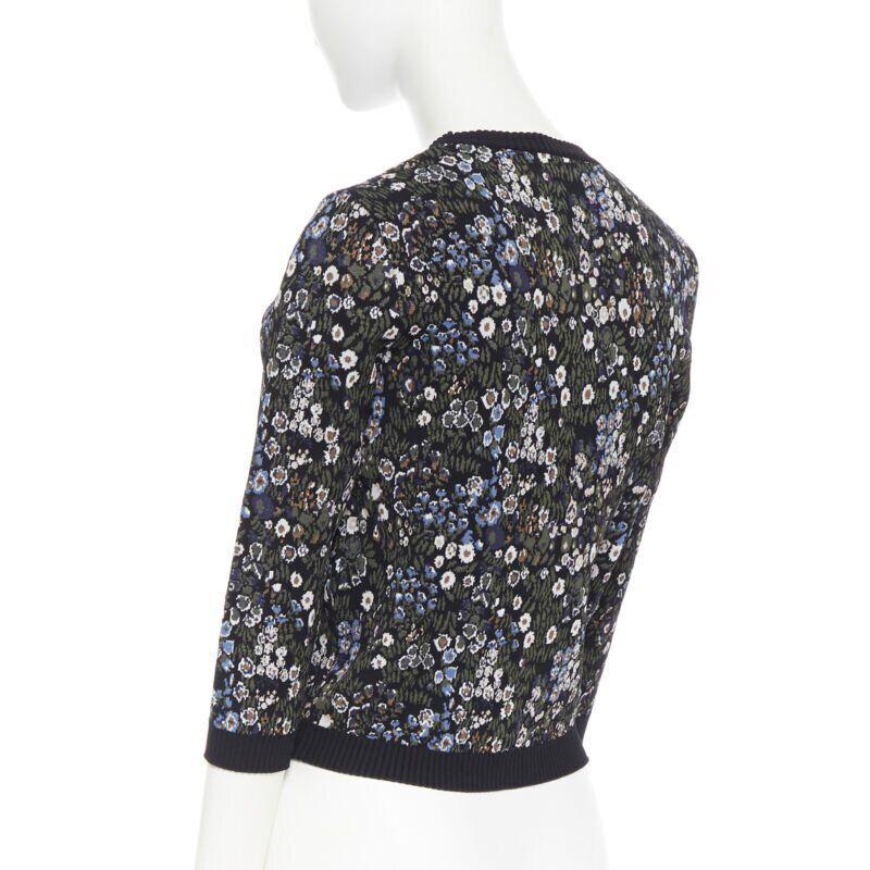 VALENTINO navy  Blumenjacquard Viskose-Polyester-Mischung Strickpullover S im Angebot 3