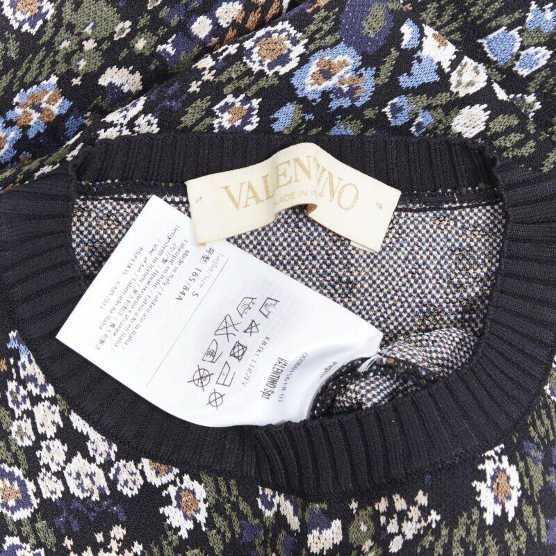 VALENTINO navy  Blumenjacquard Viskose-Polyester-Mischung Strickpullover S im Angebot 5