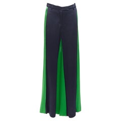 VALENTINO navy green two tone colorblock wide leg trousers IT38 XS