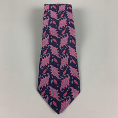 VALENTINO Navy Multi-Color Paisley Silk Tie