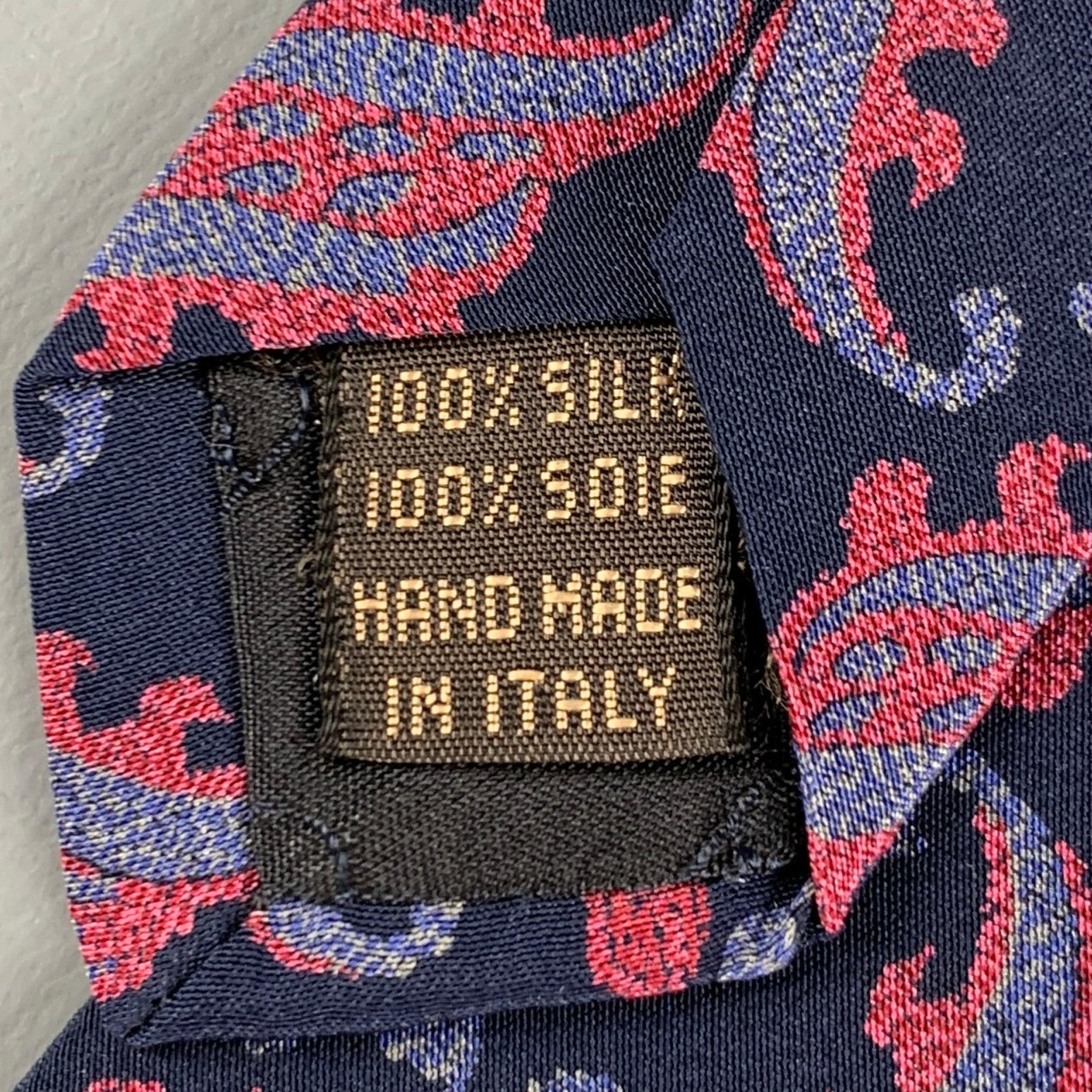 VALENTINO Navy Multi-Color Paisley Silk Tie For Sale 1