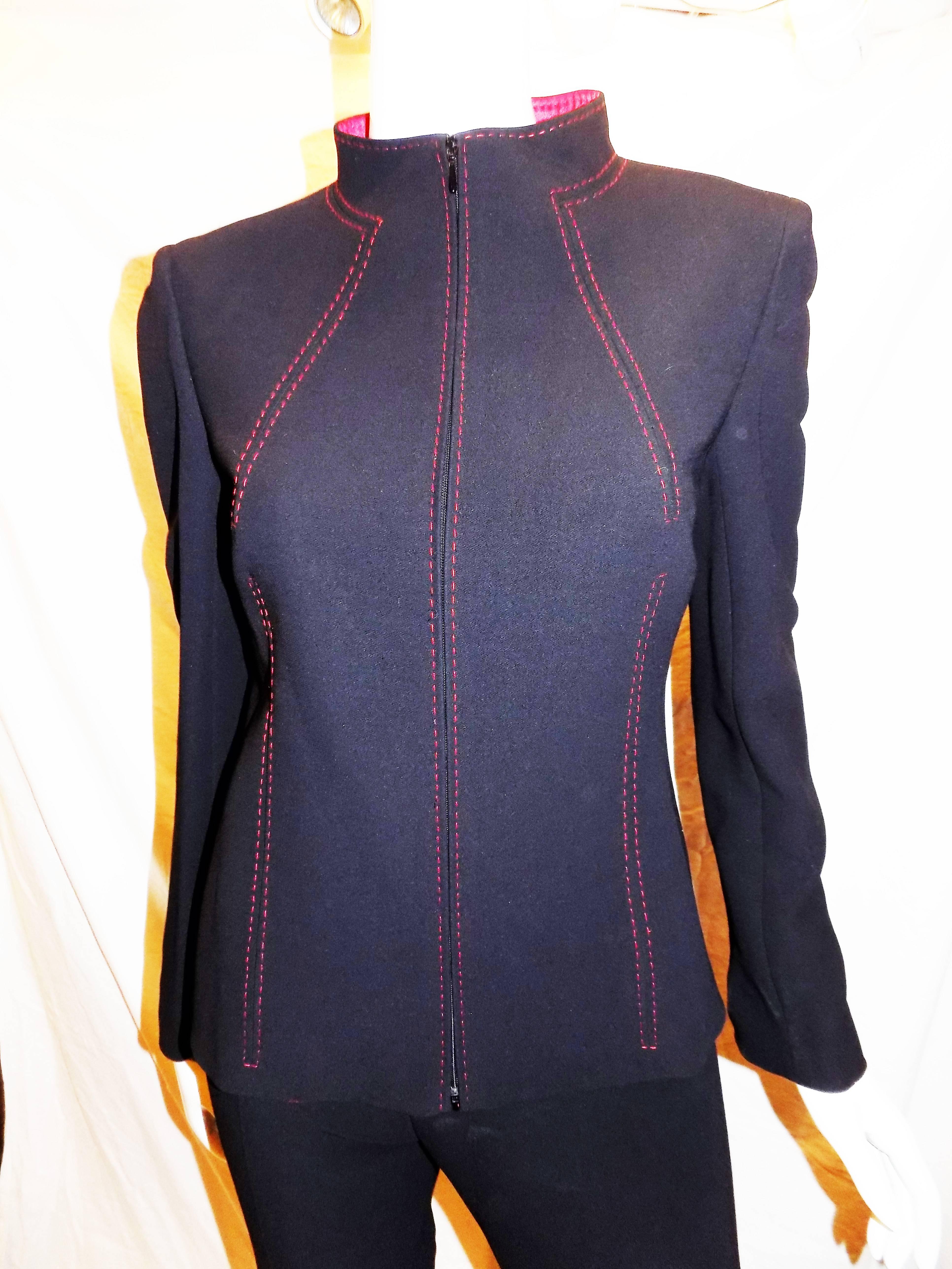 Women's Valentino Navy pant suit w Red top stitch New with Tags 