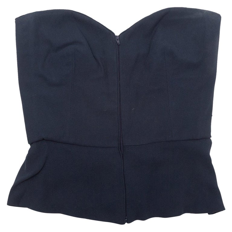 Valentino Navy Silk Strapless Top For Sale at 1stDibs