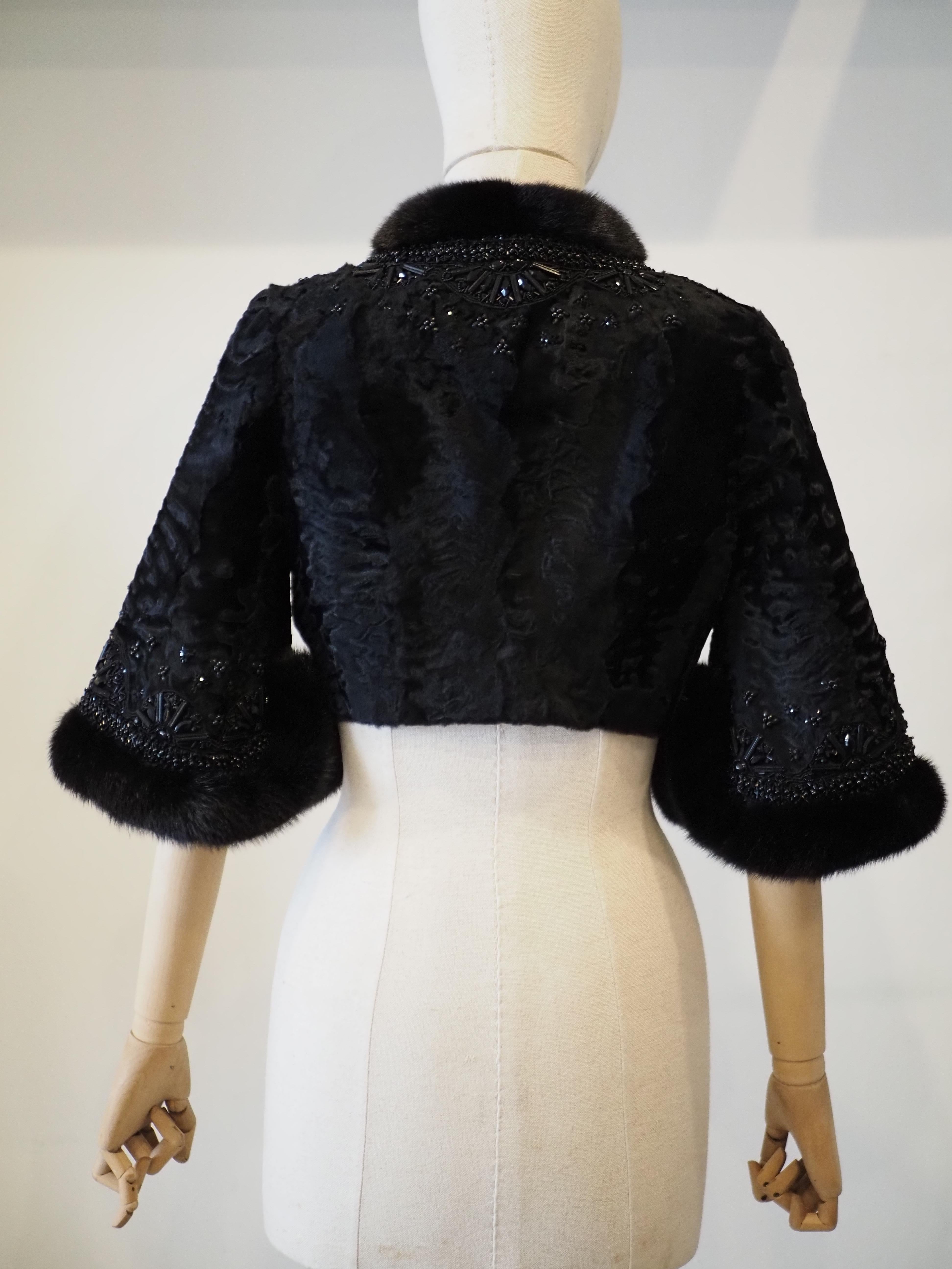 Valentino Neiman Marcus  Mink Lamb mink Bolero jacket For Sale 9