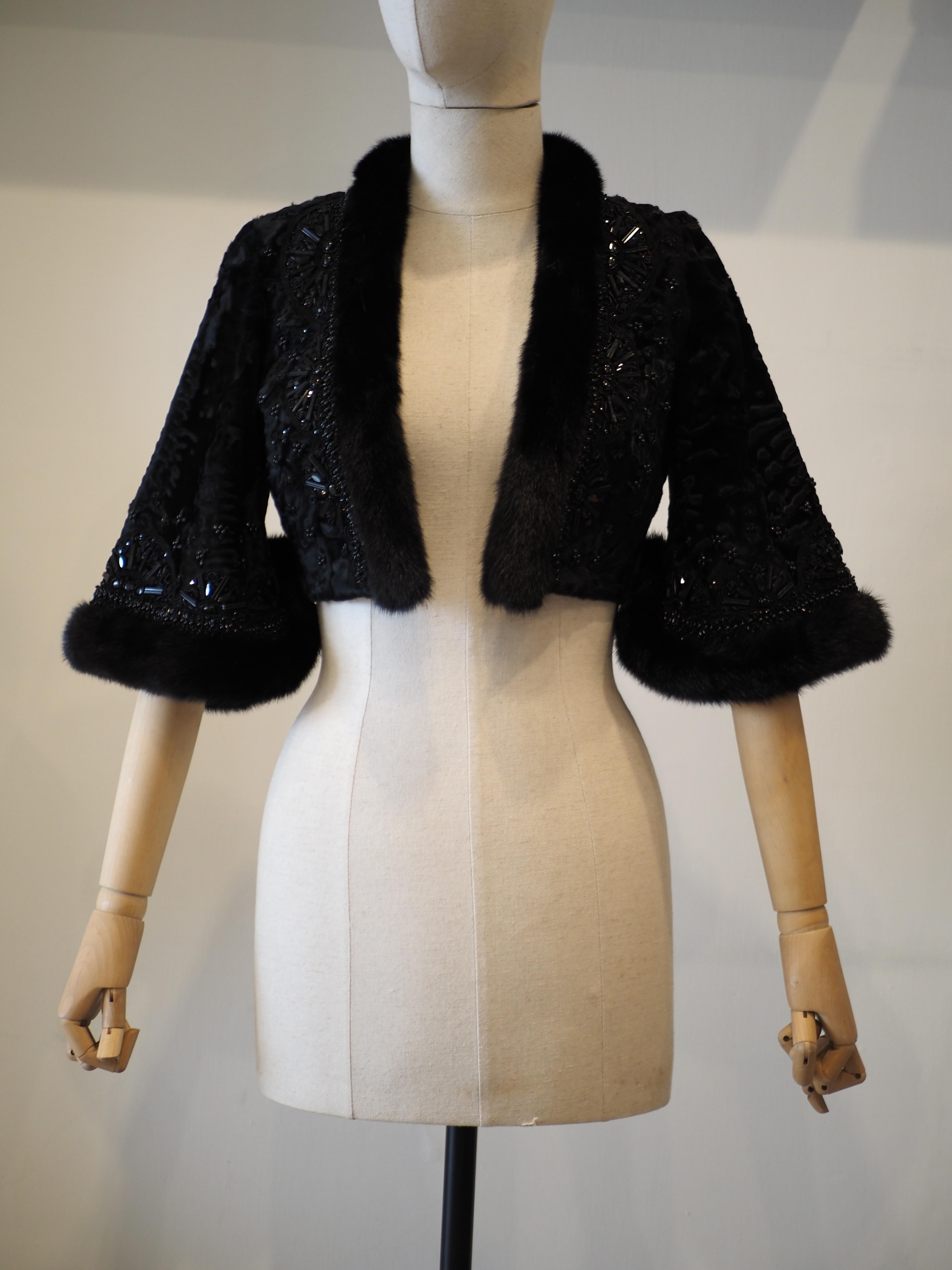 Valentino Neiman Marcus  Mink Lamb mink Bolero jacket For Sale 1