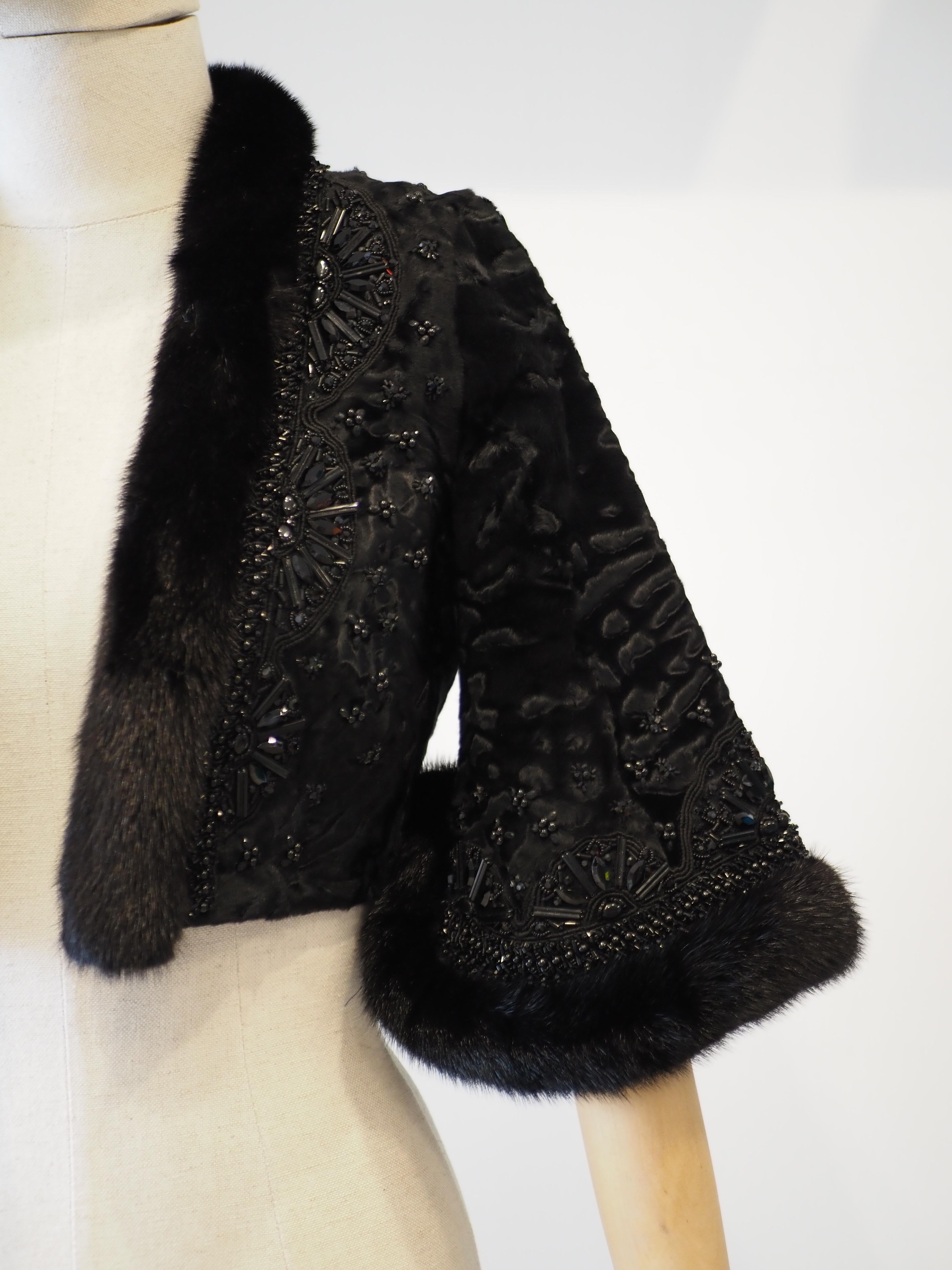 Valentino Neiman Marcus  Mink Lamb mink Bolero jacket For Sale 2