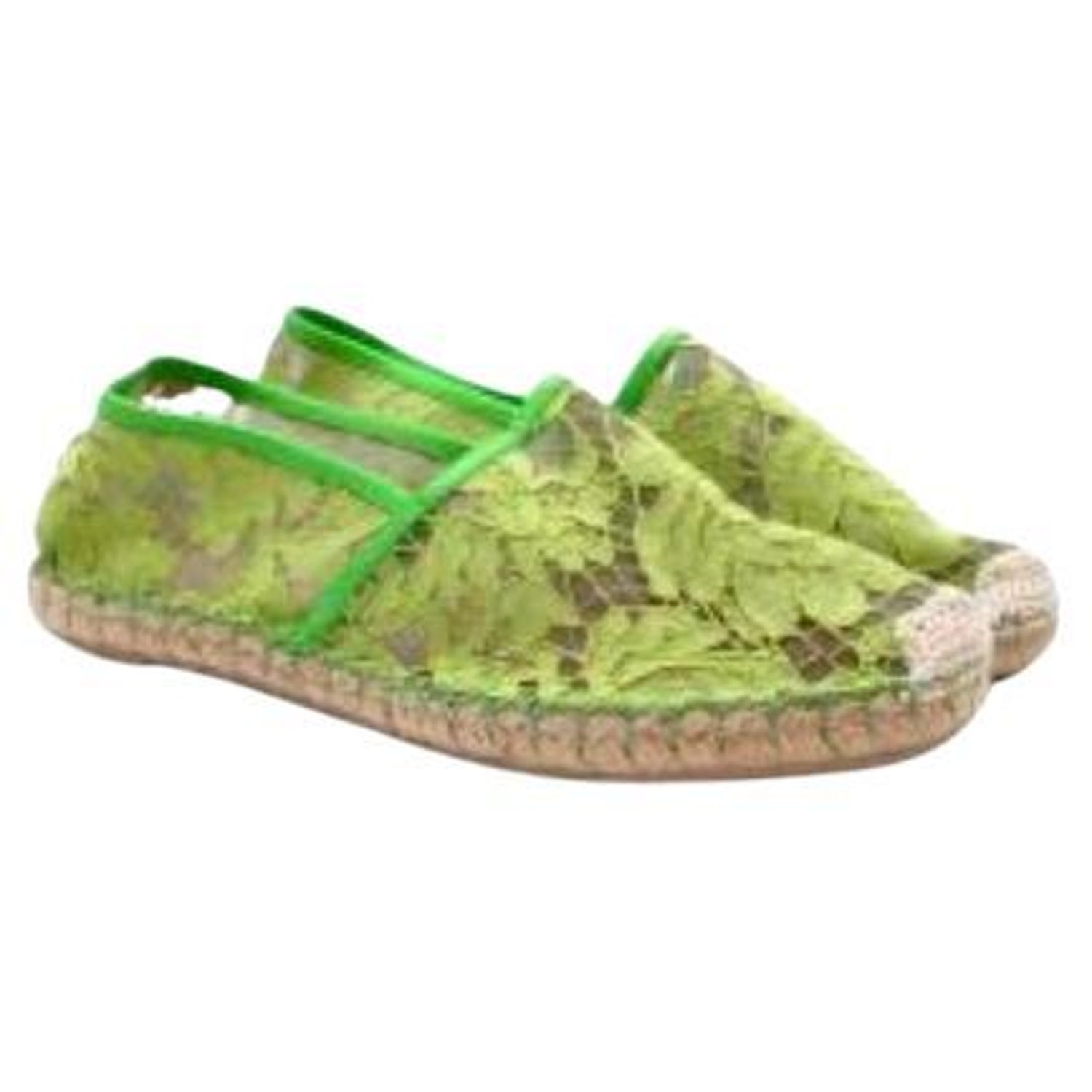 Valentino Neon green corded lace espadrilles For Sale at 1stDibs