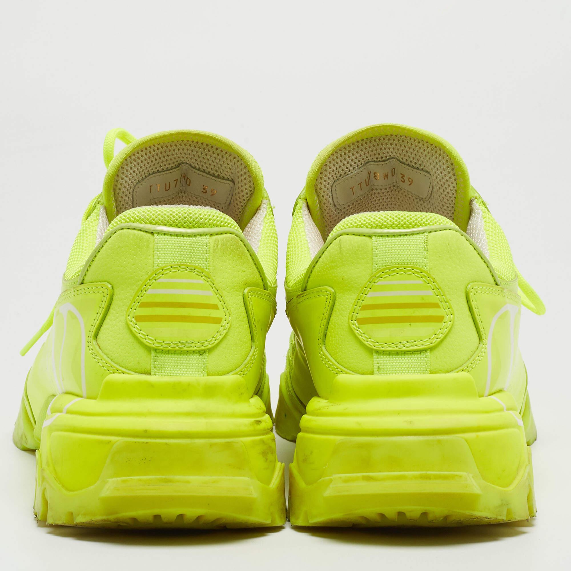 Women's Valentino Neon Green Leather and Mesh Climber Sneakers 