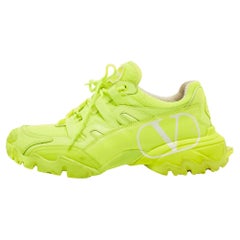 Valentino Neon Green Leather and Mesh Climber Sneakers 