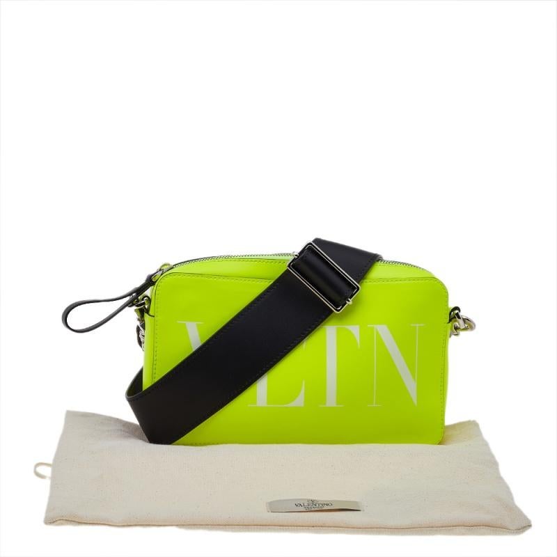 Valentino Neon Green Leather VLTN Crossbody Bag