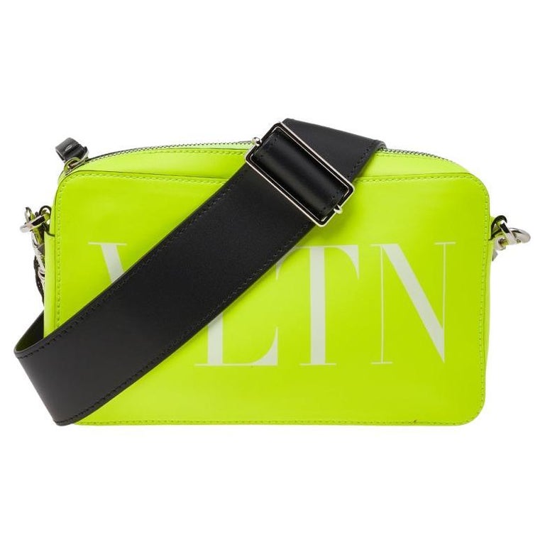 Valentino Neon Green Leather VLTN Crossbody Bag at 1stDibs