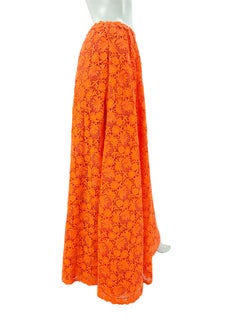 Valentino Neon Orange Lace Maxi Skirt Italian size 40