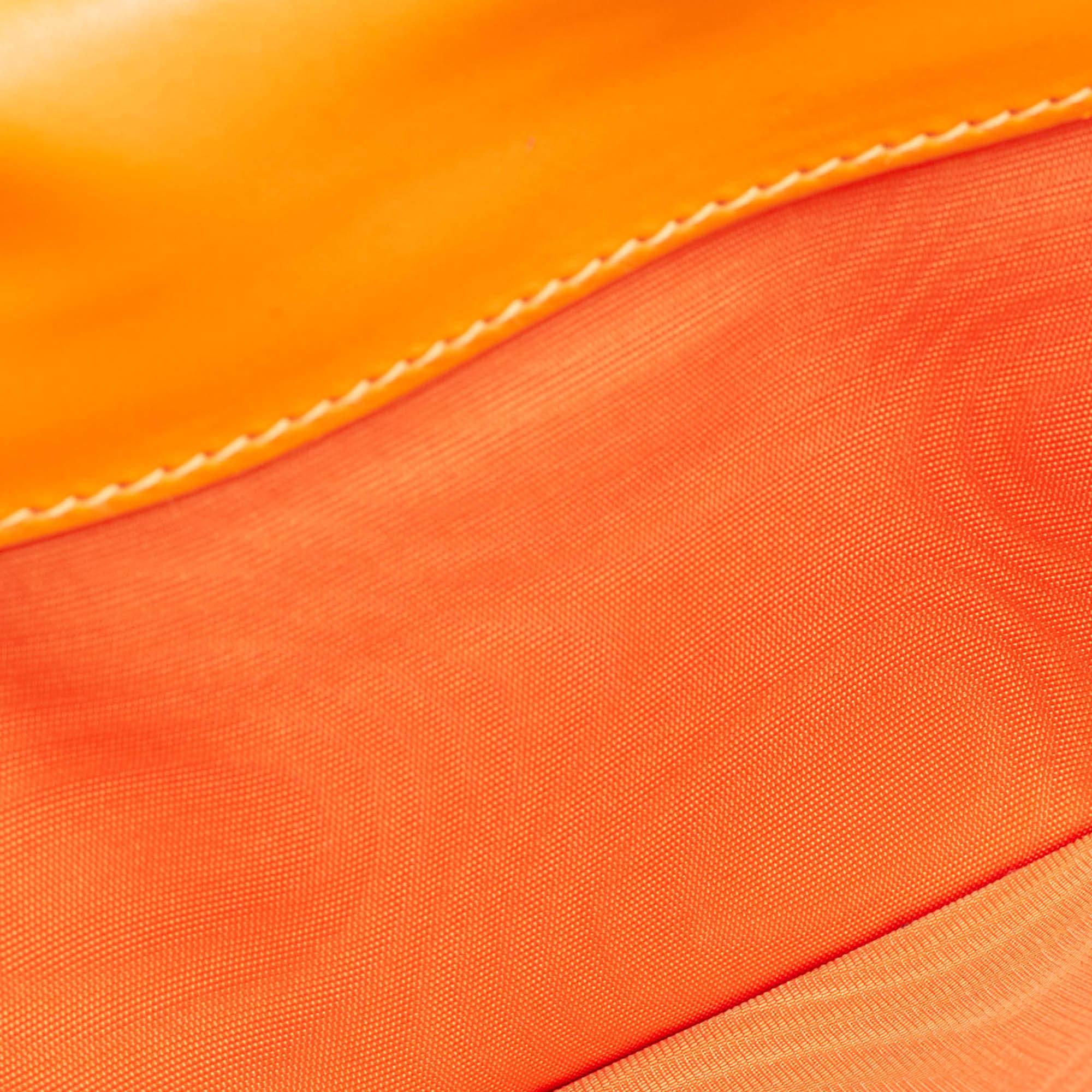 Valentino Neon Orange Leather Rockstud Trifold Wristlet Clutch 7