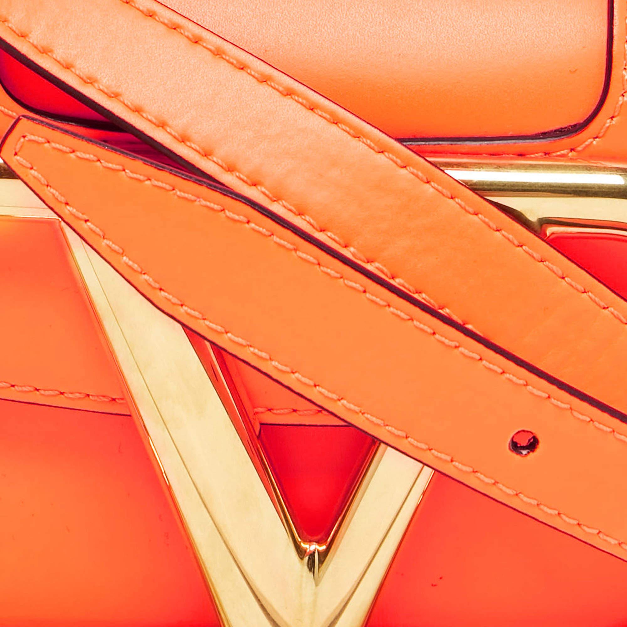 Valentino Neon Orange Leather Small Supervee Crossbody Bag 3