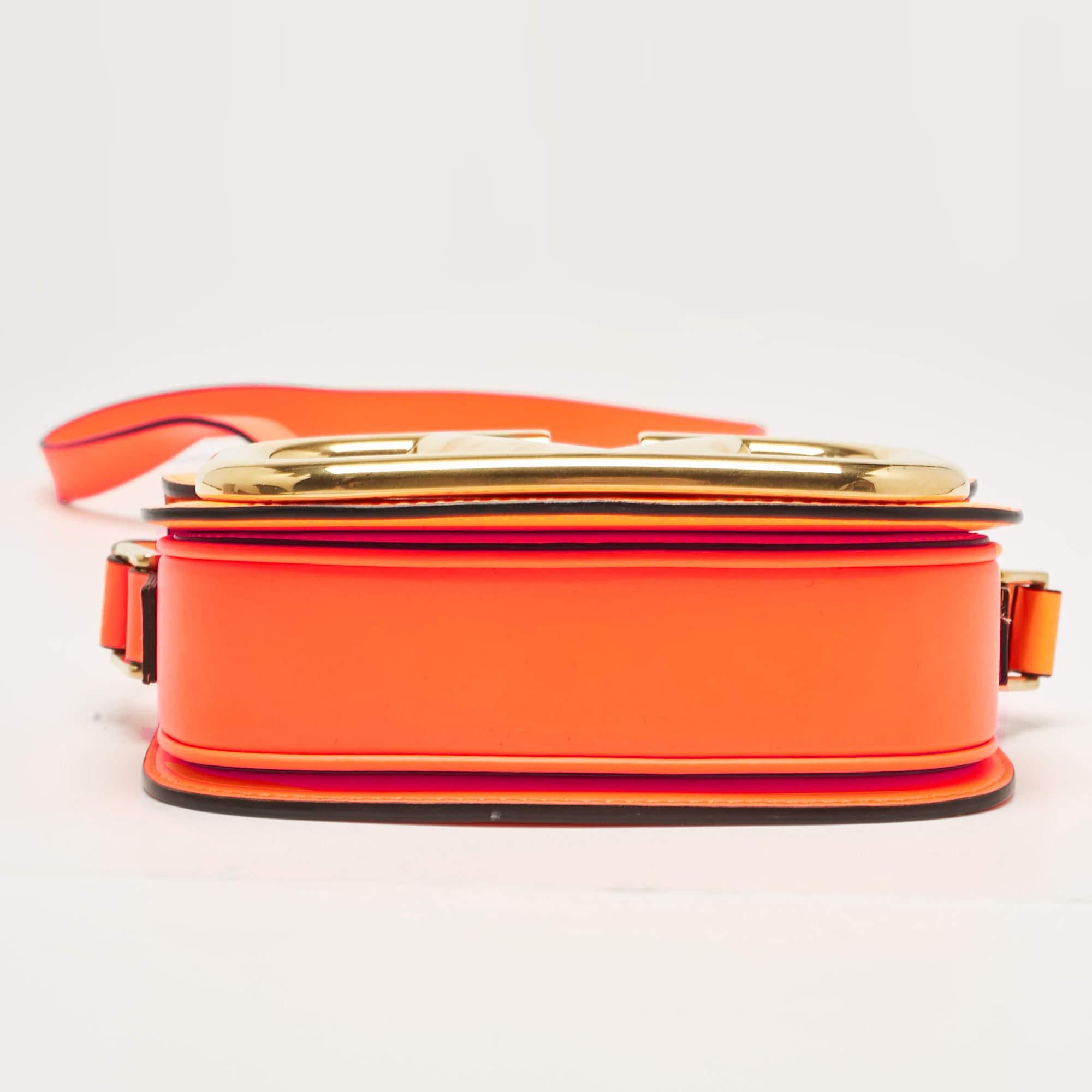 Valentino Neon Orange Leather Small Supervee Crossbody Bag 4