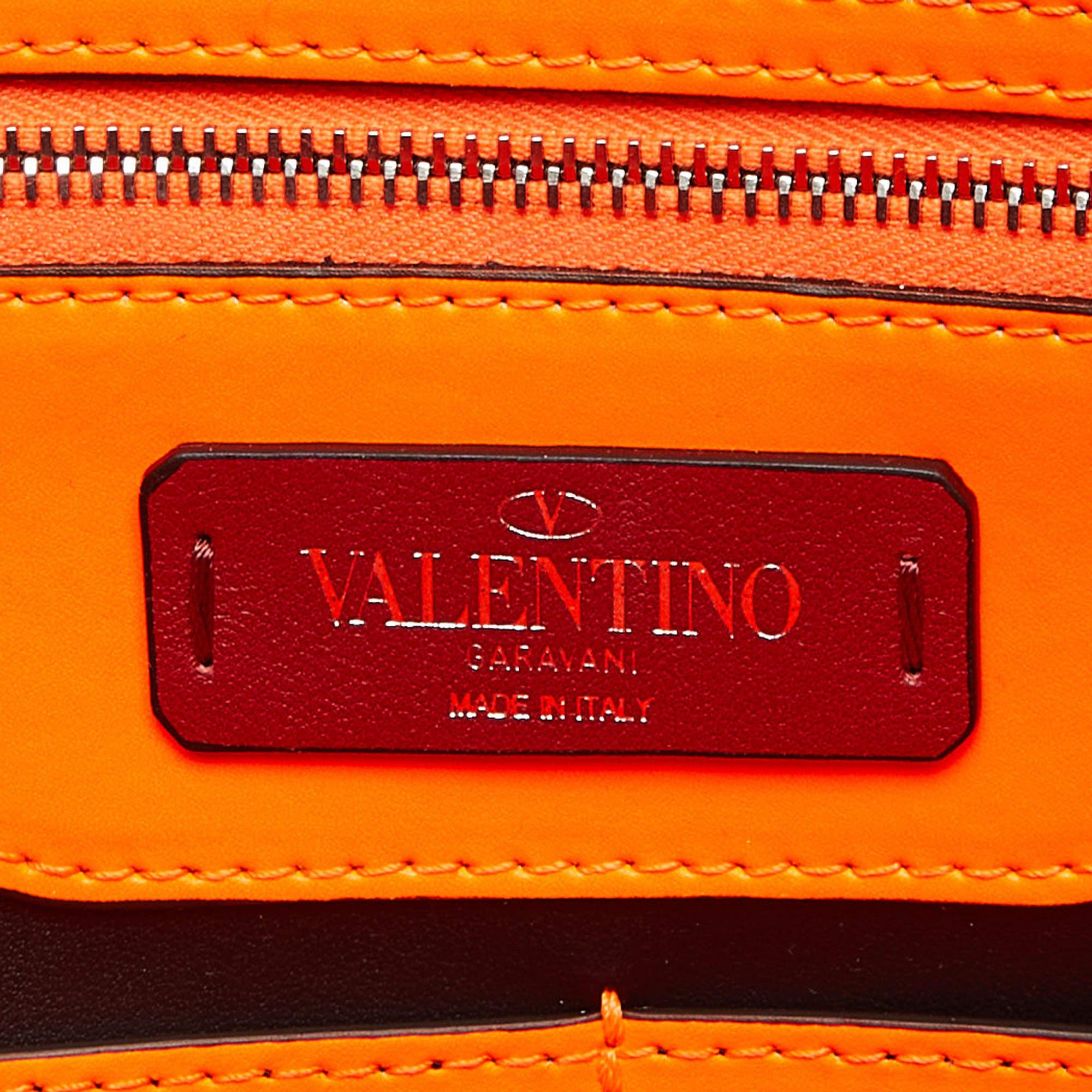 Men's Valentino Neon Orange Leather VLTN Document Case