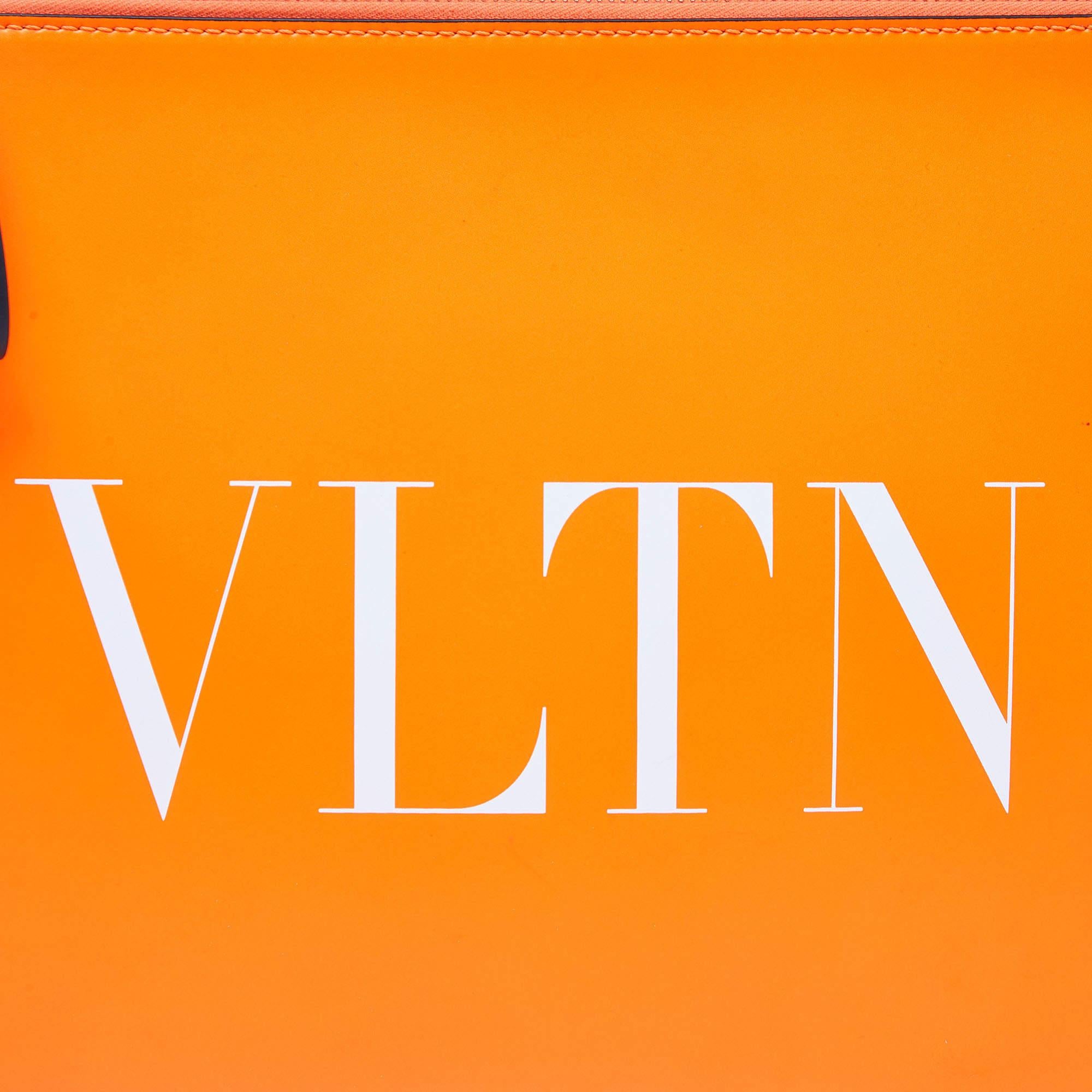 Valentino Neon Orange Leather VLTN Document Case 2
