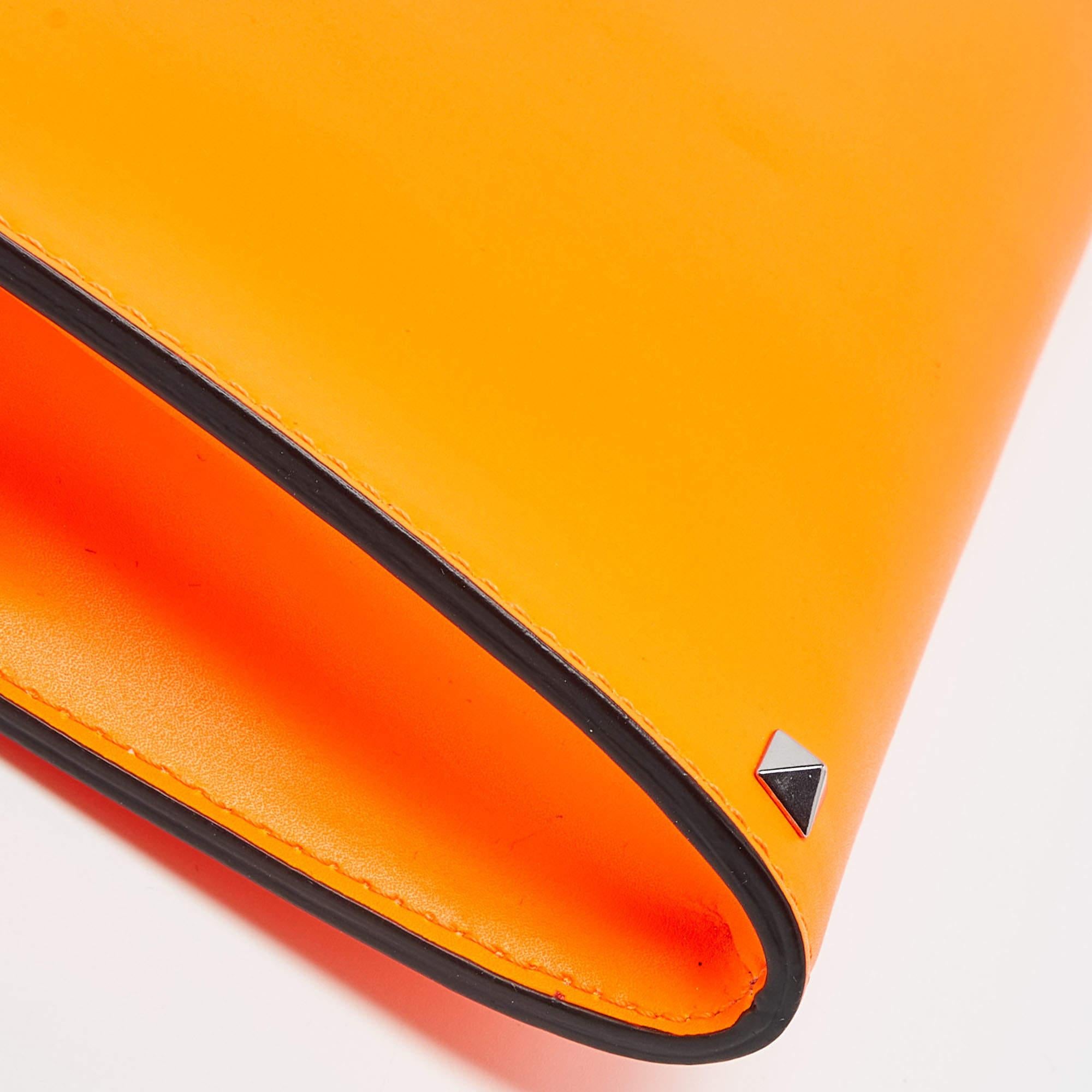 Valentino Neon Orange Leather VLTN Document Case 3