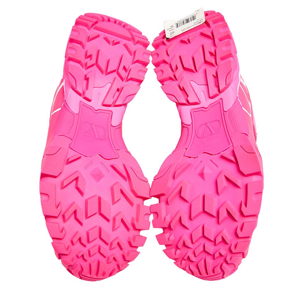 Women's Valentino Neon Pink Leather and Nylon Climbers Sneakers 38
