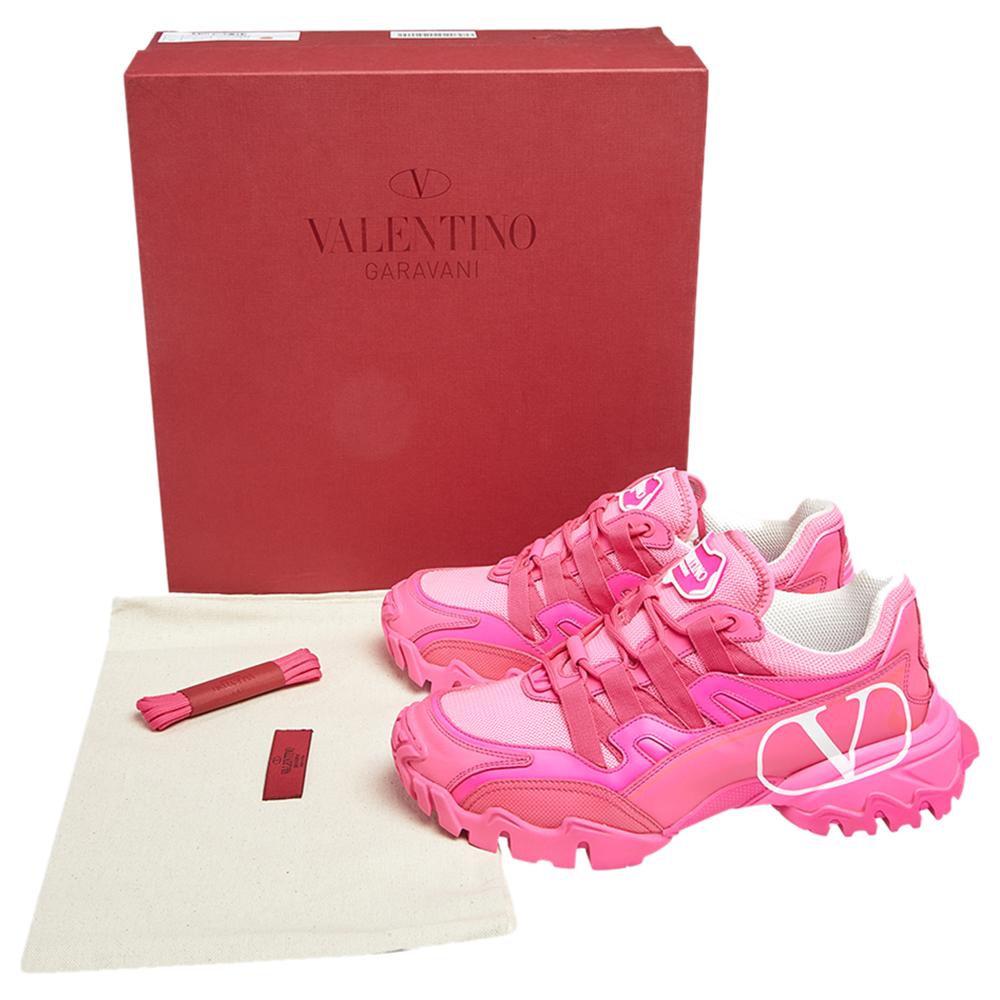 Valentino Neon Pink Leather and Nylon Climbers Sneakers 38 1