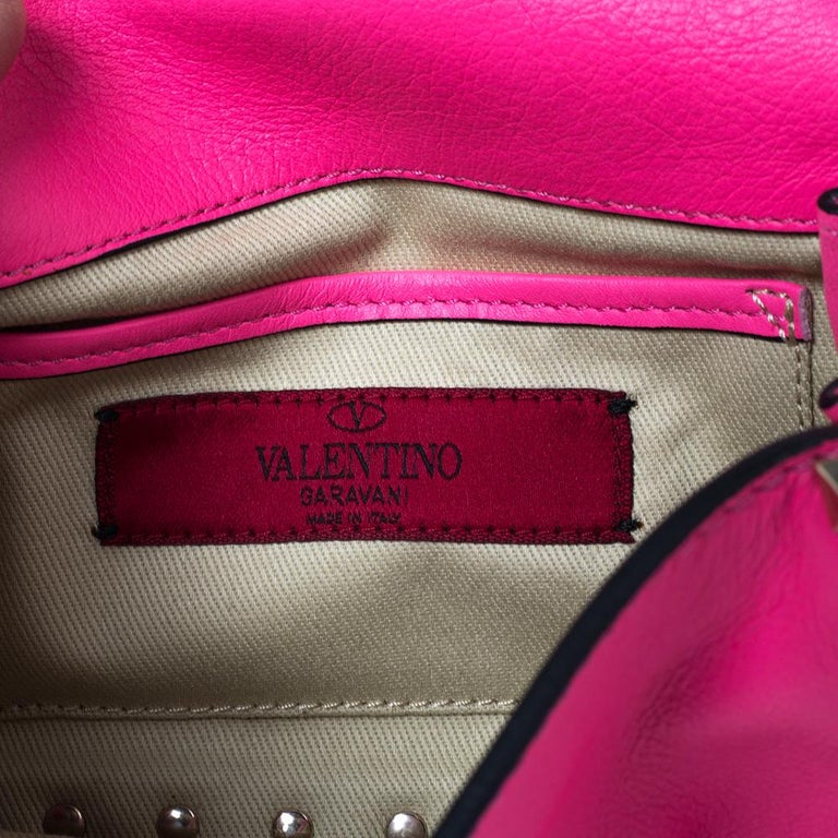 Valentino Neon Pink Leather Mini Rockstud Flap Crossbody Bag at 1stDibs