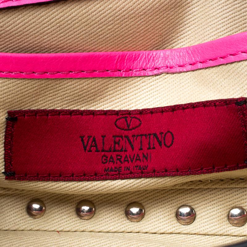 Women's Valentino Neon Pink Leather Rockstud Bracelet Clutch