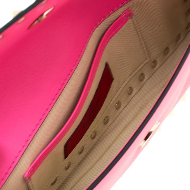 Valentino Neon Pink Leather Rockstud Bracelet Clutch 1