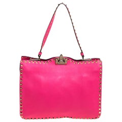 Valentino Neon Pink Leather Rockstud Crossbody Bag
