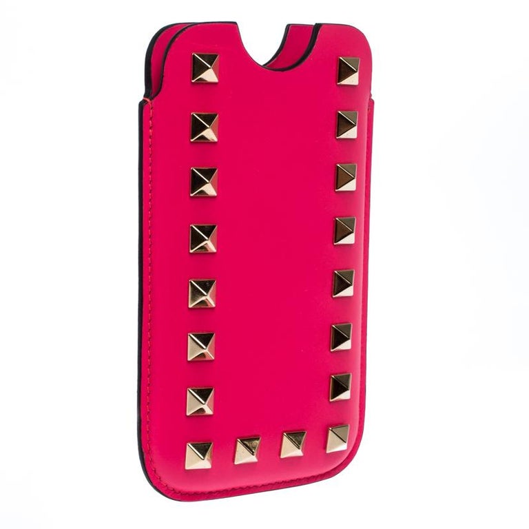 Valentino Neon Pink Leather Rockstud iPhone 5/5S Case For Sale at 1stDibs | valentino  iphone case