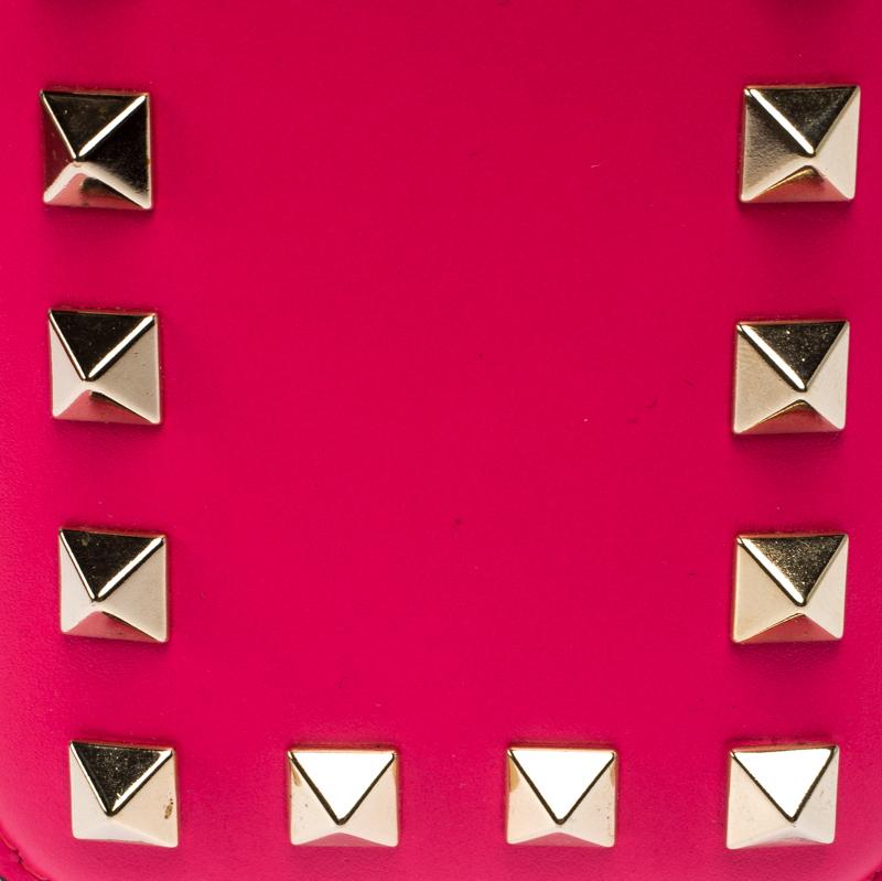 Women's Valentino Neon Pink Leather Rockstud iPhone 5/5S Case