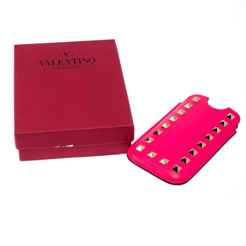 Valentino Neon Pink Leather Rockstud iPhone 5/5S Case 2