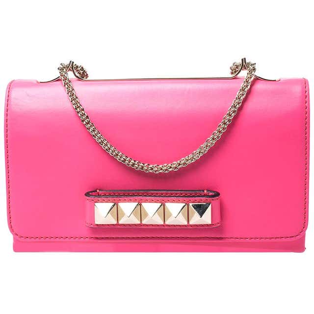 Valentino Neon Pink Leather Va Va Voom Chain Shoulder Bag For Sale at ...