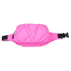 Valentino Neon Pink Nylon Quilted VLogo Signature Belt Bag