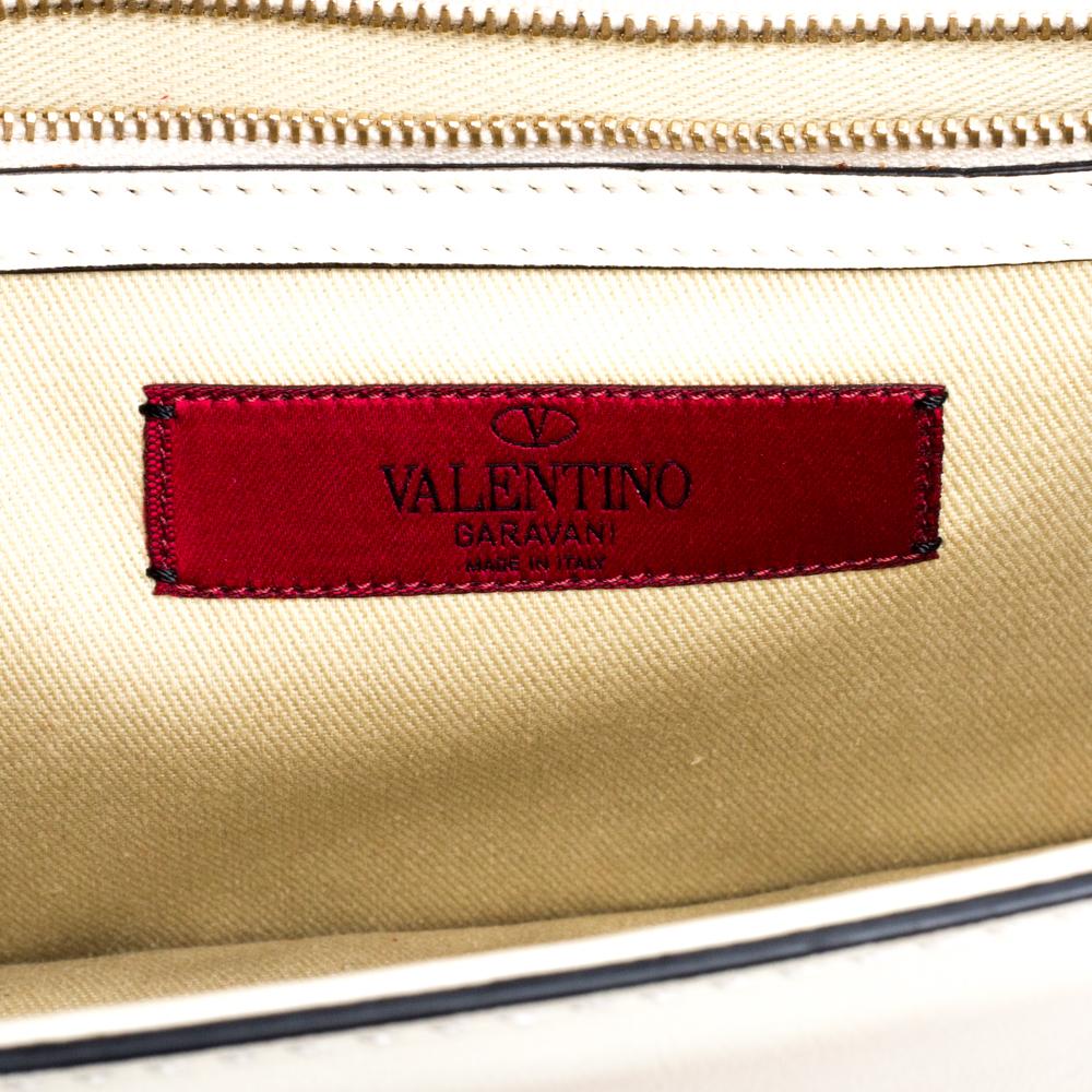 Valentino Neon Pink/White Leather Rockstud Medium Glam Lock Flap Bag 3