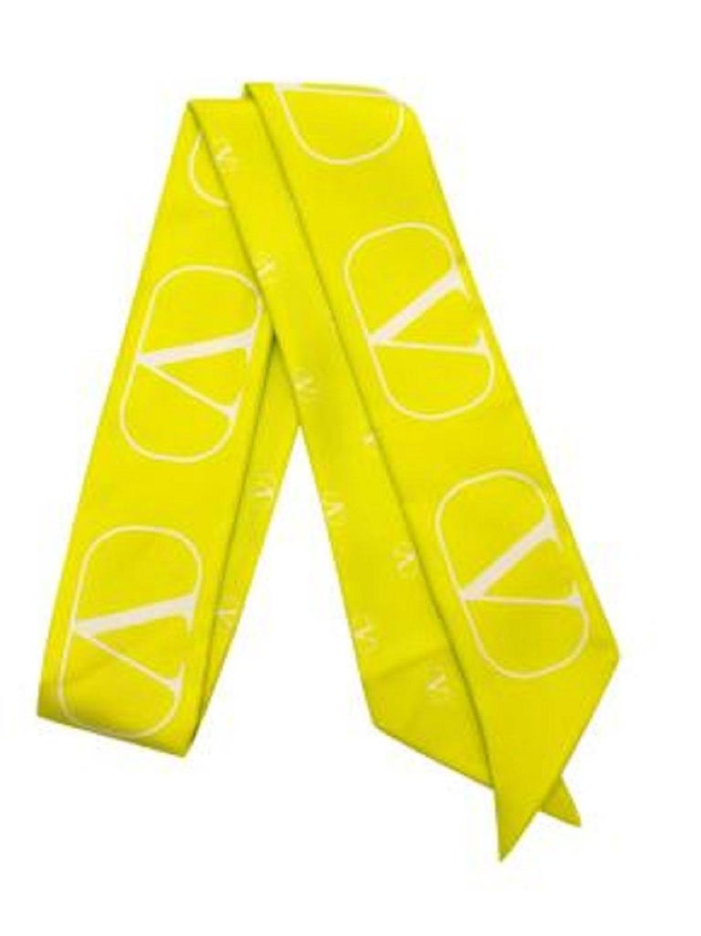 Valentino Men's Printed Silk Scarf Yellow