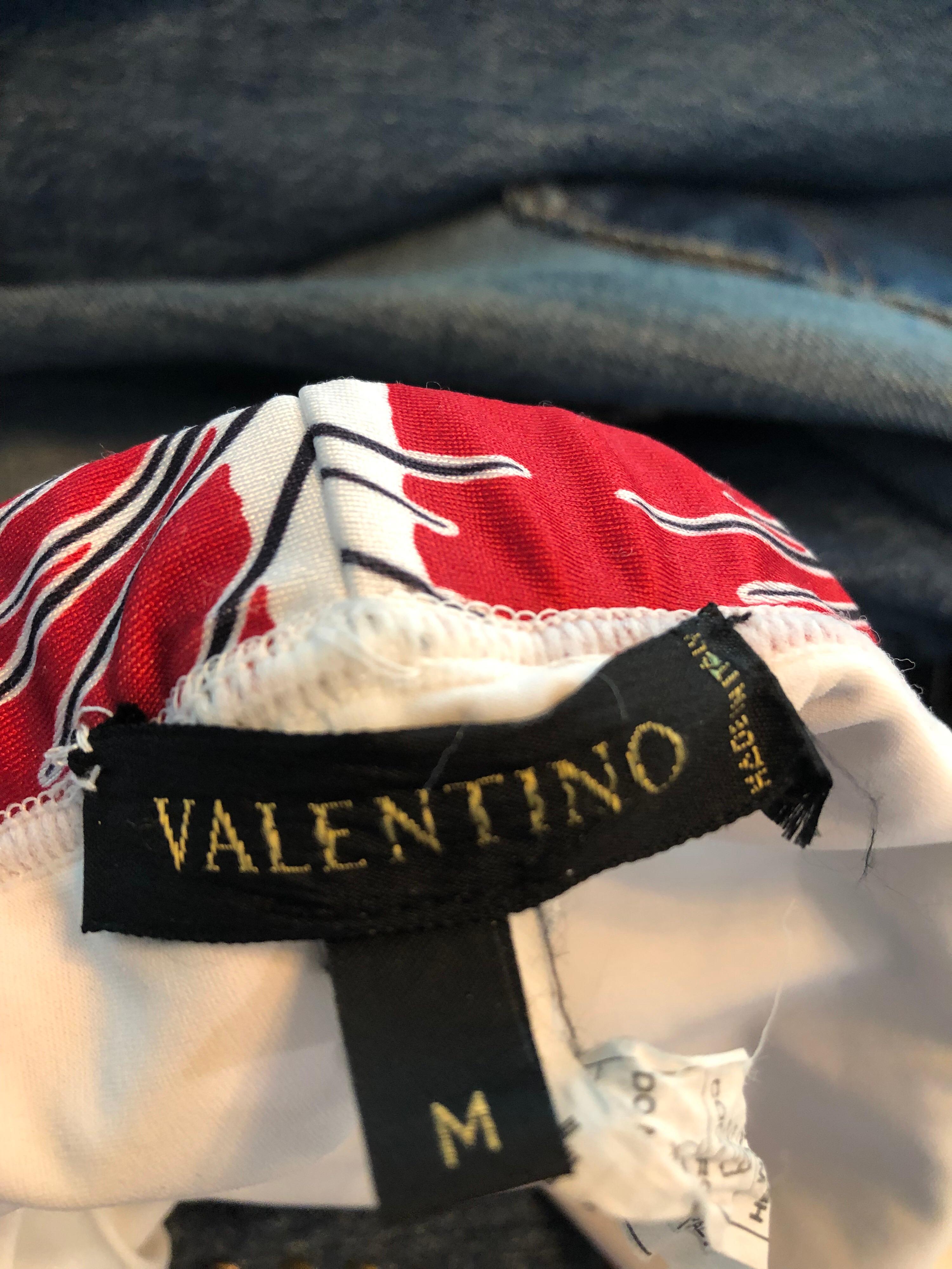 Valentino Neu 2000er Damen Rot, Weiß und Blau Boy Shorts Badeanzug Bottoms (Violett) im Angebot
