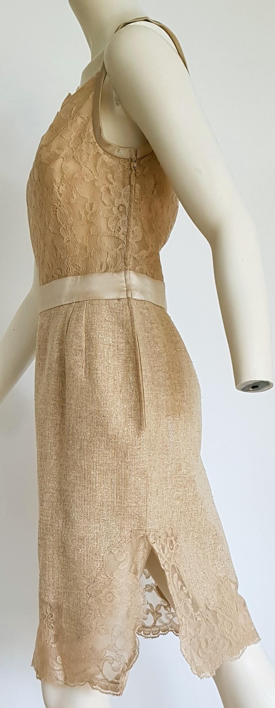 VALENTINO silk beige hand embroidery dress and jacket, top and skirt with lace - Unworn, New with tags
..
SIZE: equivalent to about Small / Medium, please review approx measurements as follows in cm. 
JACKET: lenght 56, chest underarm to underarm