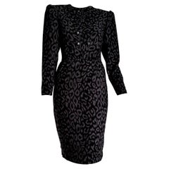 VALENTINO "New" Black and Gray Leopard Print Cashmere Dress - Unworn