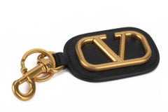 Valentino New Black/Gold Logo Keychain