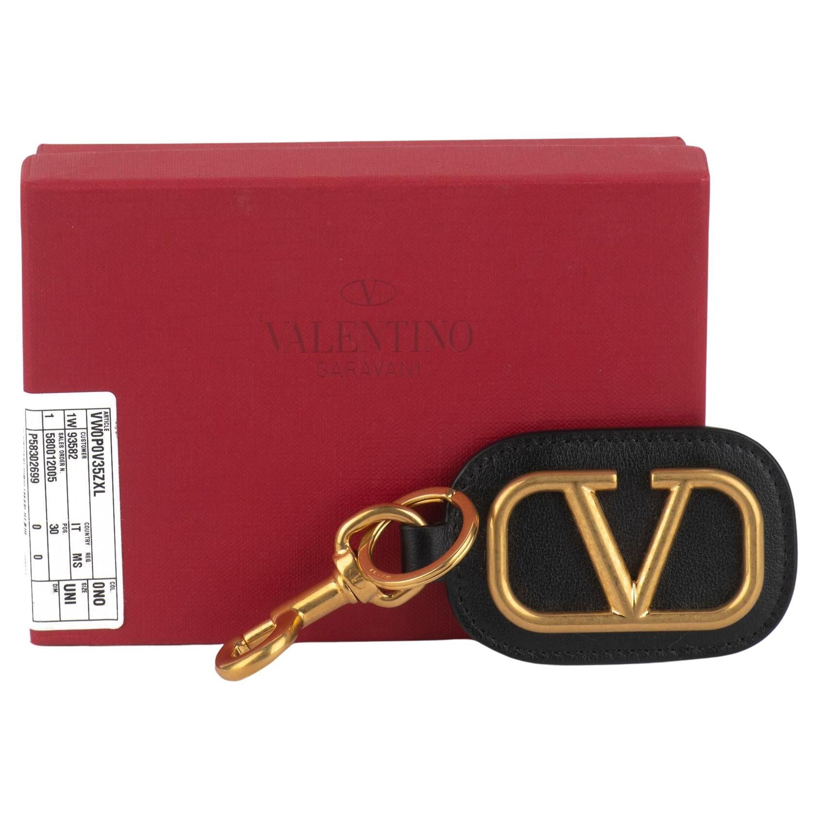 Valentino New Black/Gold Logo Keychain For Sale
