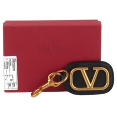 Valentino New Black/Gold Logo Keychain