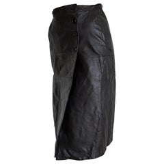 VALENTINO "New" Black Leather Buttons on Side Skirt - Unworn