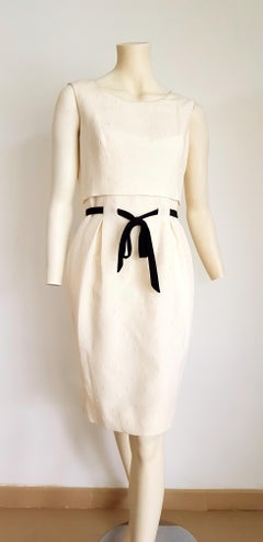 VALENTINO "New" Cream "Audrey Hepburn" model, Ribbon at the Waist Dress - Unworn